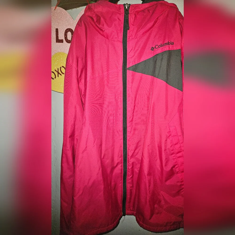 COLUMBIA Red/Pink Girls XL RainCoat - Picture 7 of 8